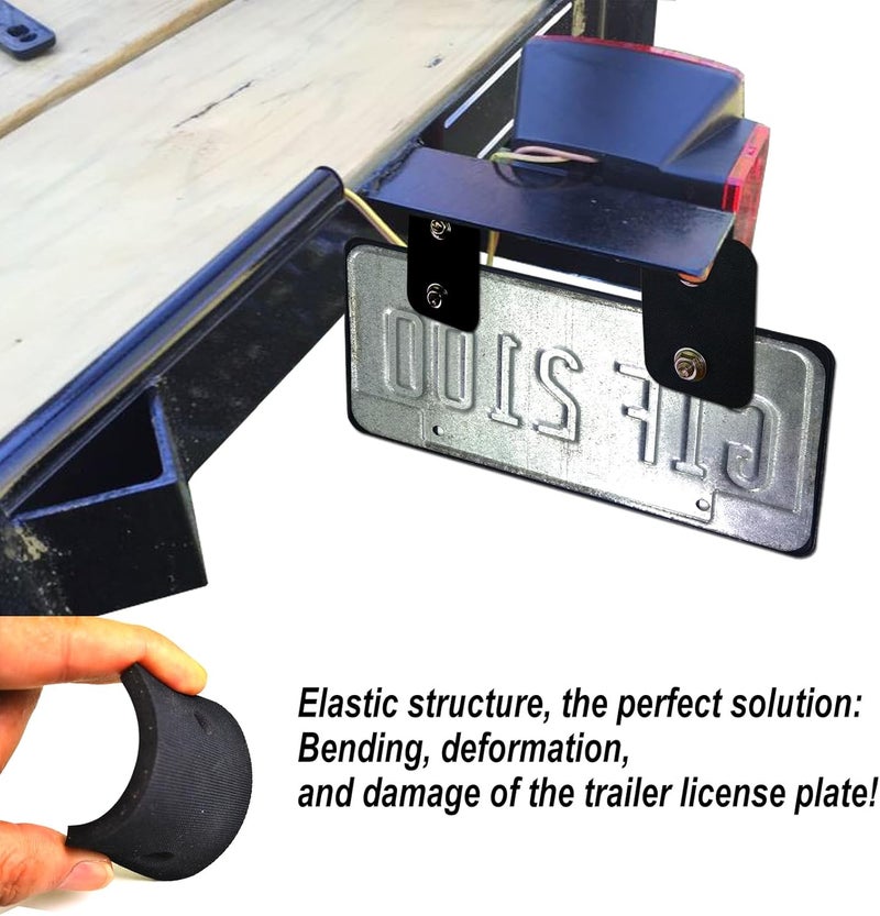 AOOTF Trailer License Plate Holder Bracket- Truck/RVs/Boats/Jet Ski Rubber Car Tag Holder and Carbon Fiber Frame with Black Screw Caps - Image 3